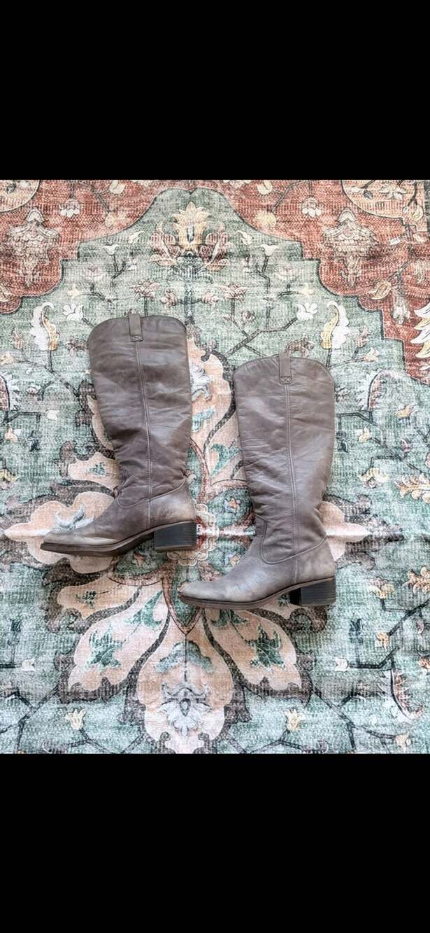 Lucky Brand Gray Suede Over-the-Knee Block Heel Boots